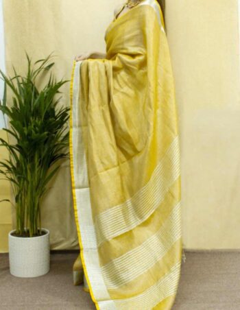 Tissue-Linen-Saree-Yellow-one