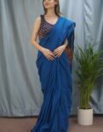 Soft Silk Cotton Sarees Blue Solid Colour