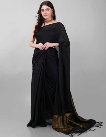 Black-Cotton-Silk-Saree-With-Luxurious-Border-two