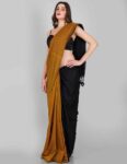 Black-Mustard-Yellow-Saree-Handloom-ONE