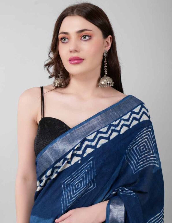 Indigo-Linen-Cotton-Saree-six