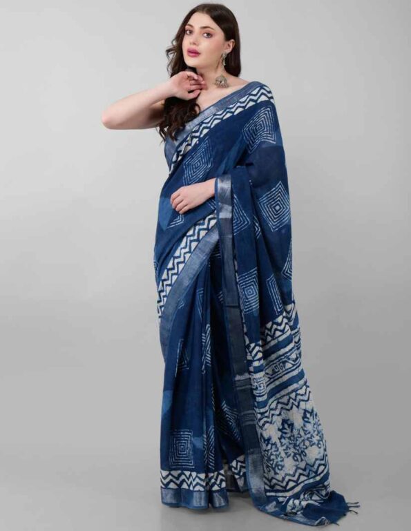 Indigo-Linen-Cotton-Saree-three