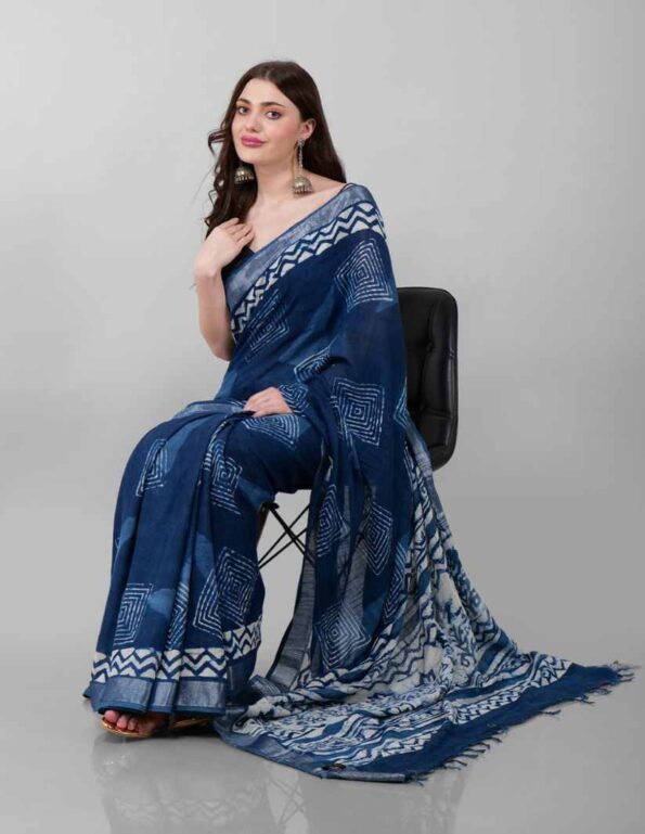 Indigo-Linen-Cotton-Saree-two