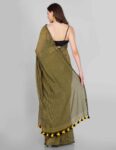 Linear-Striped-Olive-Green-Saree-Mulmul-two