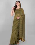 Linear-Striped-Olive-Green-Saree-Mulmul-two