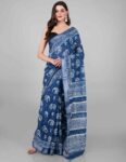 Plain-Linen-Sarees-Blue-Handloom-Saree-ONE