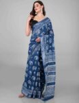 Plain-Linen-Sarees-Blue-Handloom-Saree-ONE