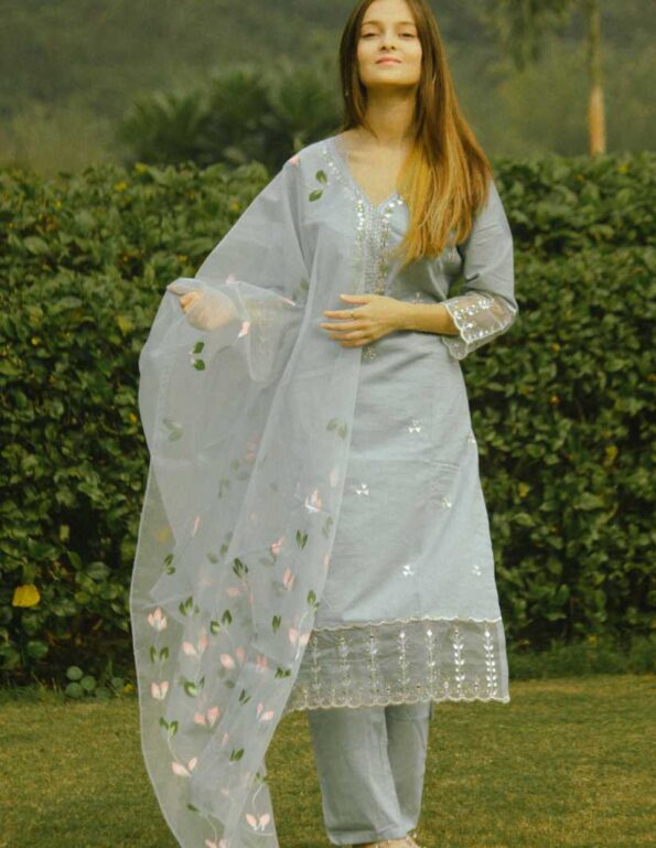 Organza Suits Sets With Organza Dupatta