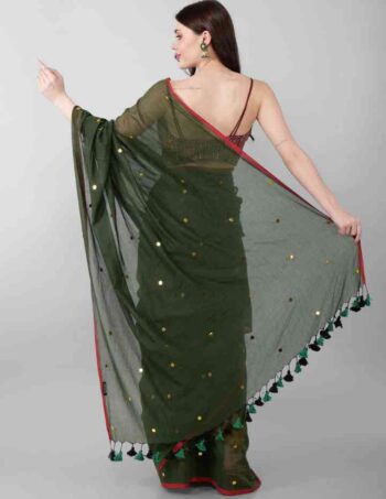 Dark Green Saree For Women two